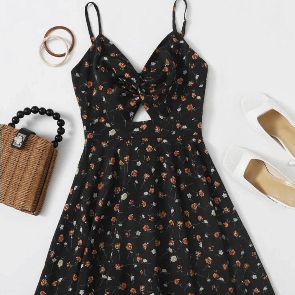 Floral Black Dress